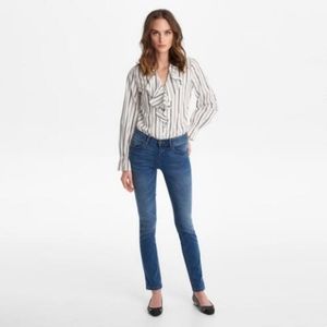 Karl Lagerfeld Striped Ruffle Front Blouse XL